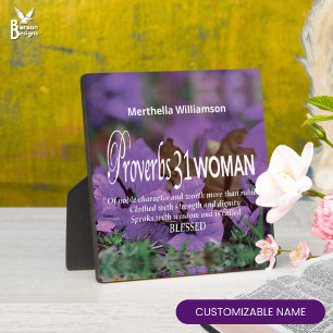 Custom PROVERBS 31 WOMAN Inspirational Floral Plaque