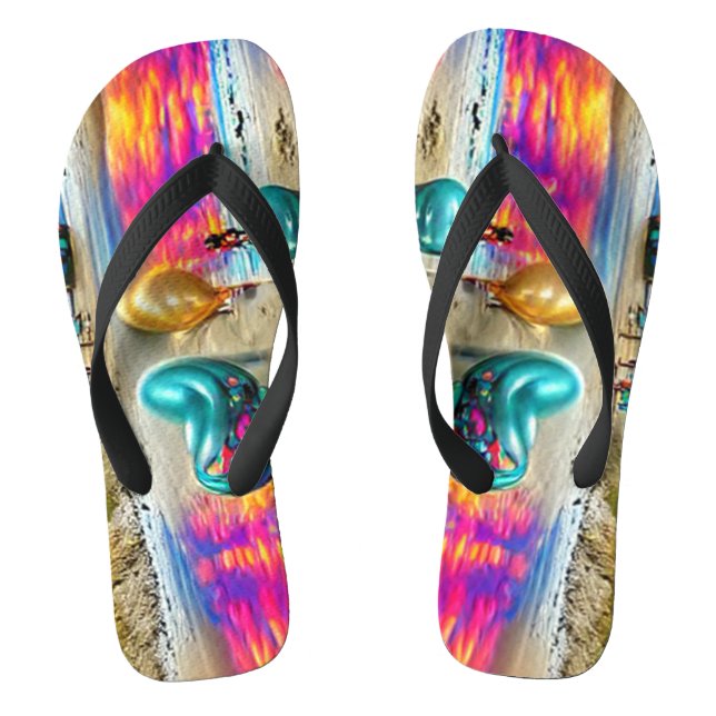 Custom Psychedelic Balloons Colourful Flip Flopss Flops (Footbed)
