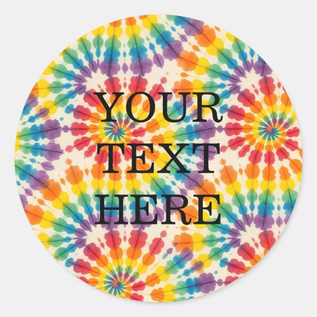 Custom Psychedelic Tie Dye | Groovy Retro Stickers (Front)