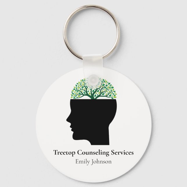 Custom Psychologist Therapy Tree Modern Counsellor Keychain (Front)