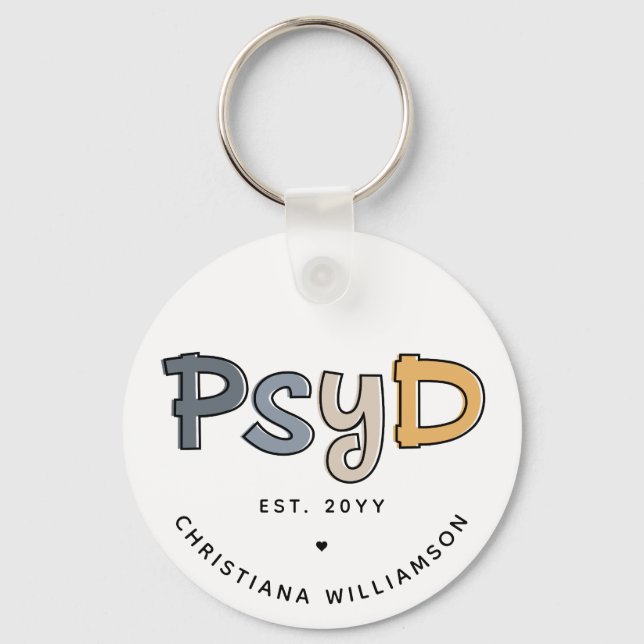 Custom PsyD Doctor of Psychology Psychologist Keychain (Front)