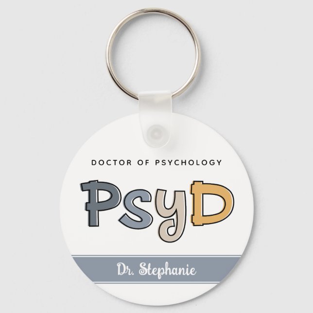 Custom PsyD Doctor of Psychology Psychologist Keychain (Front)