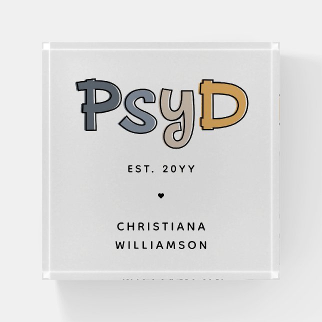 Custom PsyD Doctor of Psychology Psychologist Paperweight (Front)