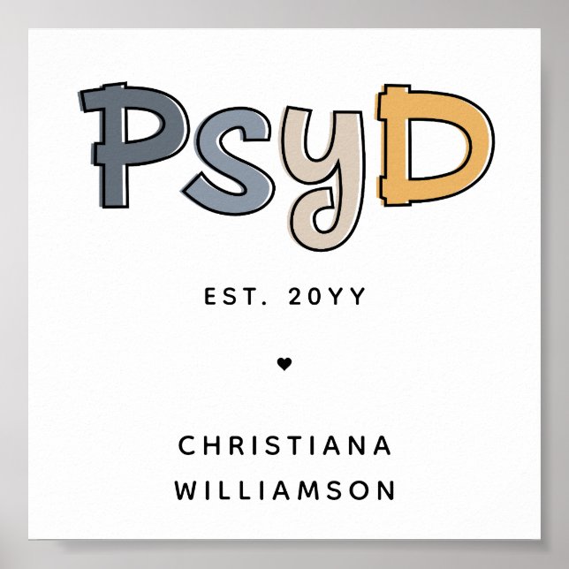 Custom PsyD Doctor of Psychology Psychologist Poster (Front)
