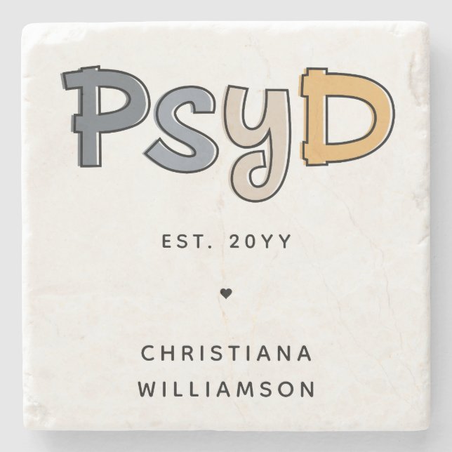 Custom PsyD Doctor of Psychology Psychologist Stone Coaster (Front)