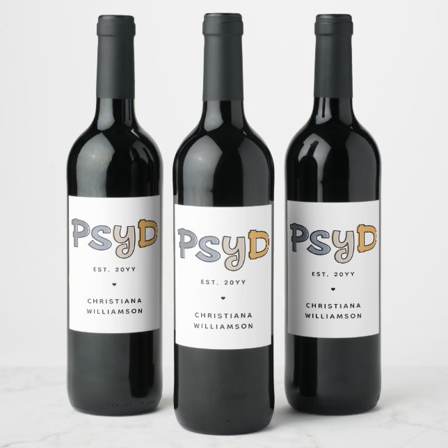 Custom PsyD Doctor of Psychology Psychologist Wine Label (Bottles)