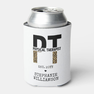 Custom PT Physical Therapist Cheetah Print Can Cooler