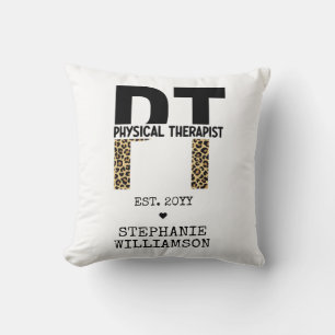 Custom PT Physical Therapist Cheetah Print Throw Pillow