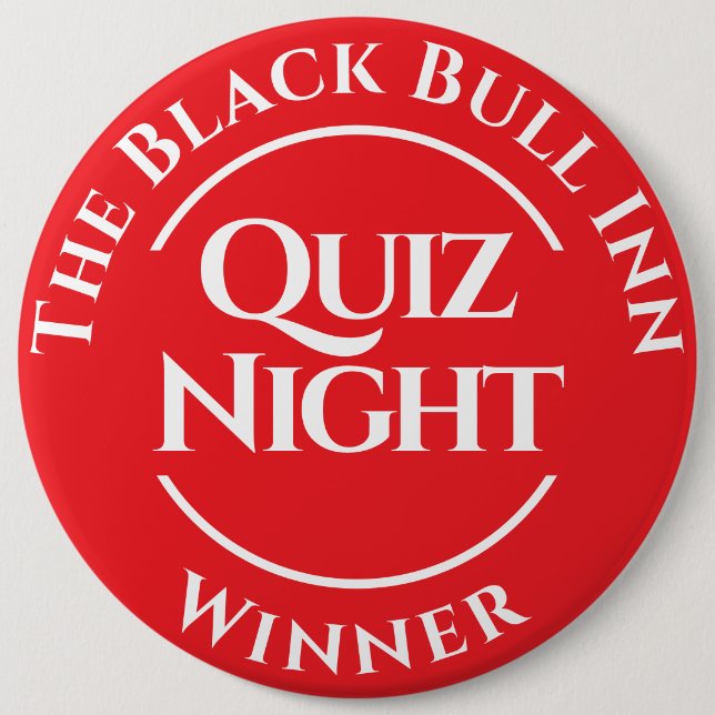 Custom Pub Quiz Night Winner Button Badge (Front)