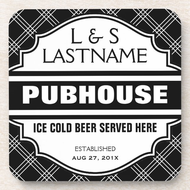 Custom Pubhouse Home Bar Beer Sign Coaster (Front)