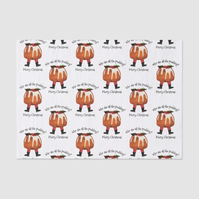 Custom Pudding Humour Merry Christmas Tissue Paper (Front)