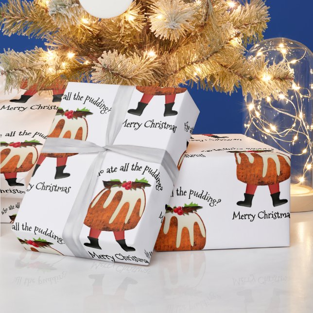 Custom Pudding Humour Merry Christmas  Wrapping Paper (Holidays)