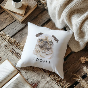 Custom Pug Dog Breed Dog Name Dog Lover Gifts Throw Pillow