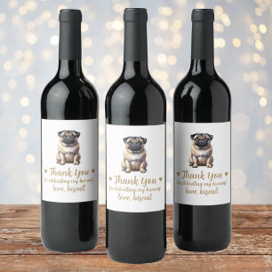 Custom Pug Dog I Do Too Wedding Wine Label