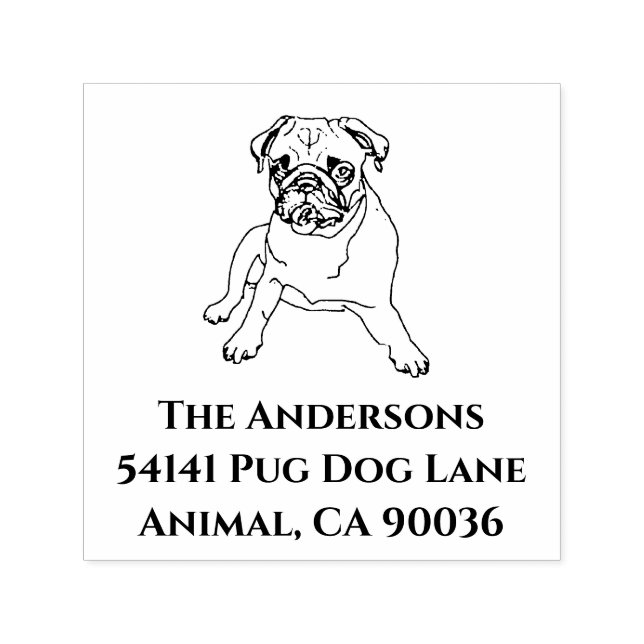 Custom Pug Dog Return Address Stamp (Design)
