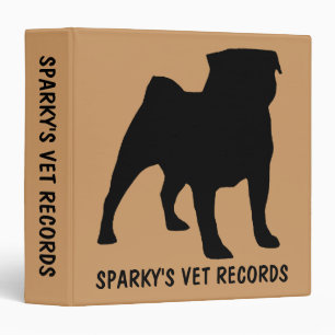 Custom Pug Dog Vet Records Binder
