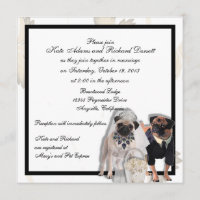 Custom Pug Wedding or Anniversary Invitations