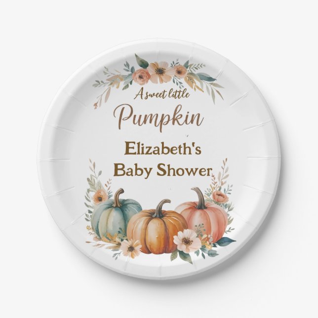 Custom Pumpkin Baby Shower  Paper Plate (Front)