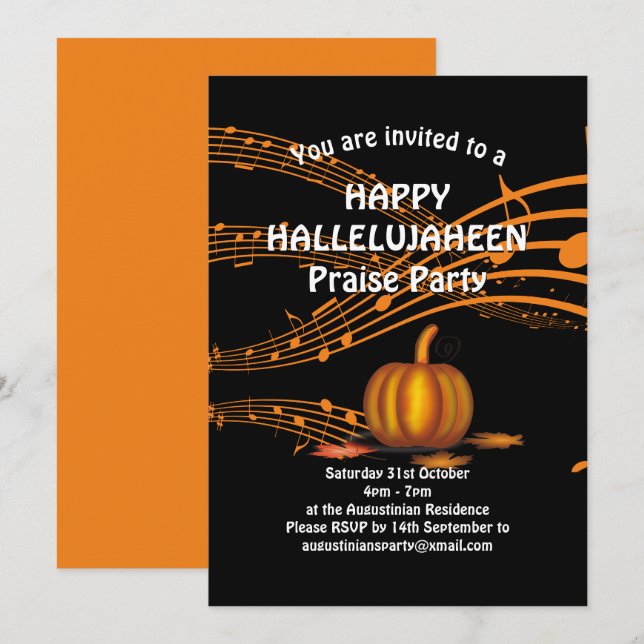 Custom | Pumpkin | Christian Halloween Invitation (Front/Back)