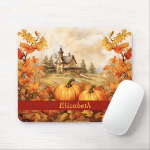 Custom Pumpkin Fall Leaf Church Thanksgiving Mouse Pad