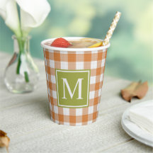 Custom Pumpkin Orange Green Picnic Gingham Pattern