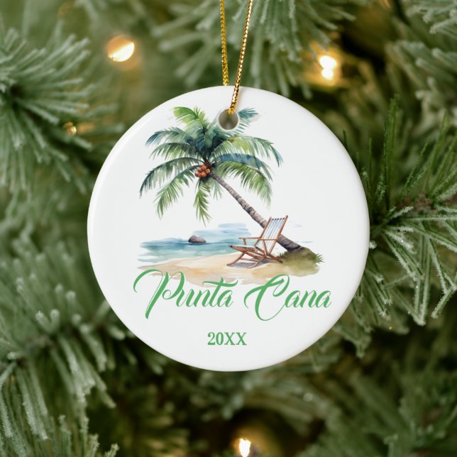 Custom Punta Cana Beach  Ceramic Ornament (Tree)