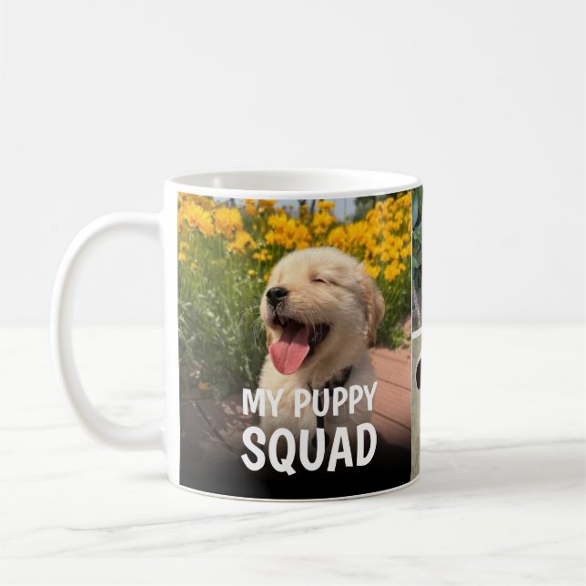 Custom Puppy Squad Photo Collage Design Coffee Mug (Left)