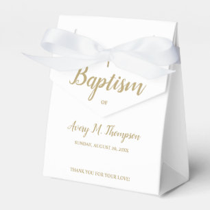 Custom Pure white gold cross Script Baptism Favor Box
