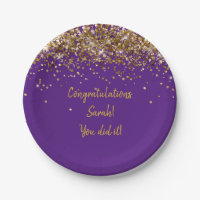 Custom Purple and Gold Graduation Party Glitter