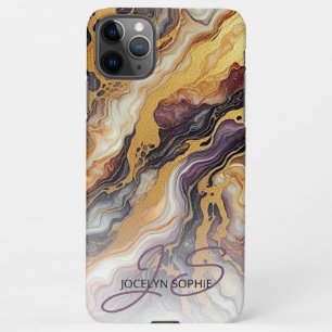 Custom Purple Black Gray White Gold Marble Pattern iPhone 11Pro Max Case