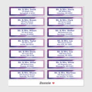 Custom Purple Blue Bar Mitzvah Guest Address