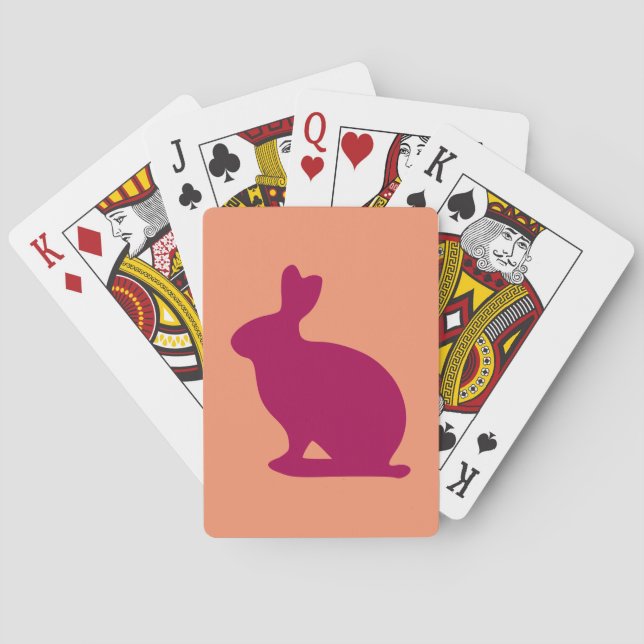 Custom Purple Bunny Rabbit Silhouette Playing Cards (Back)