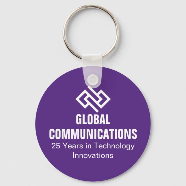 Custom Purple Business Cyber Security Technology Keychain (Back)