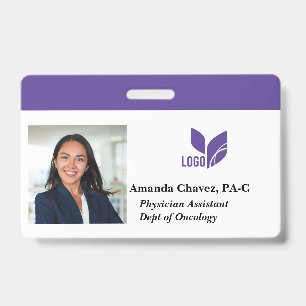 Custom Purple Business Employee Photo Name Badge