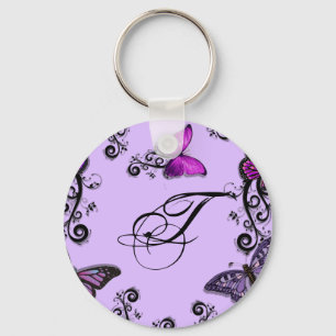 Custom Purple Butterflies Keychain