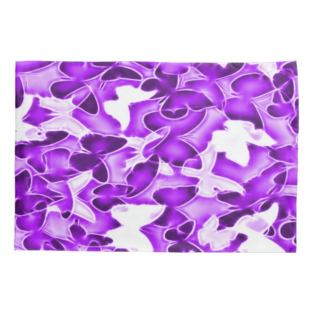 Custom Purple Butterfly Sparkles Camouflage Pillowcase (Back)