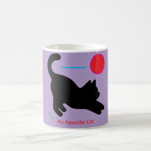Custom Purple Coffee  Mug with Black Cat