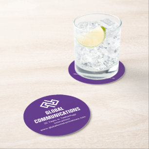 Custom Purple Company Cyber Computer Business Round Paper Coaster