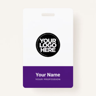Custom Purple Company Logo Name Title Bar Code Badge