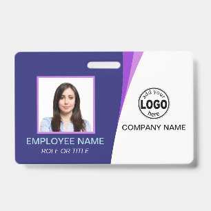 Custom Purple Corporate Employee Photo Name Tags Badge