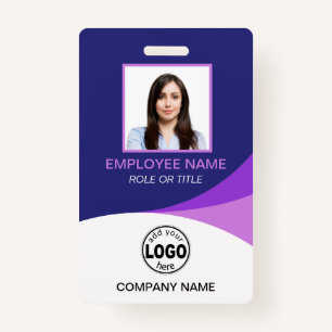 Custom Purple Corporate Employee Photo Name Tags Badge