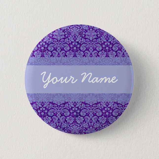 Custom Purple Damask 2 Inch Round Button (Front)
