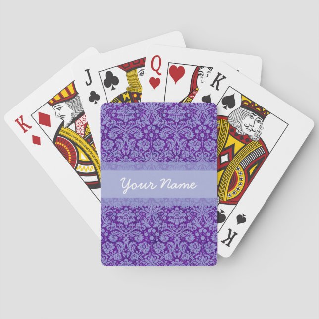 Custom Purple Damask Playing Cards (Back)
