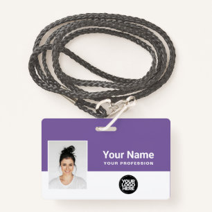 Custom Purple Employee Logo Name Lanyard Badge