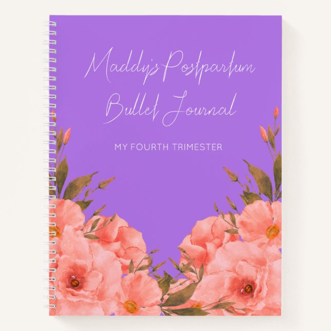 Custom Purple Floral Bullet Journal New Moms (Front)