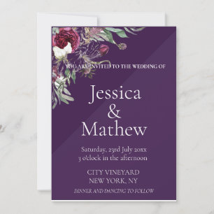 Custom Purple Flowers Wedding  Invitation