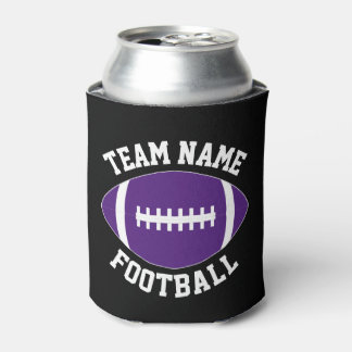 Custom Purple Football Team Name Personalized Text Can Cooler