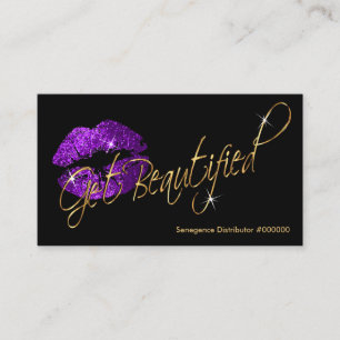 Custom - Purple Glitter and Gold Lips Business Card