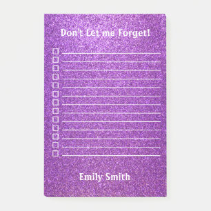 Custom Purple Glitter Lined To Do List Post-it Notes