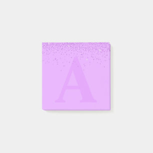 Custom Purple Glitter Monogram Post-it® Notes